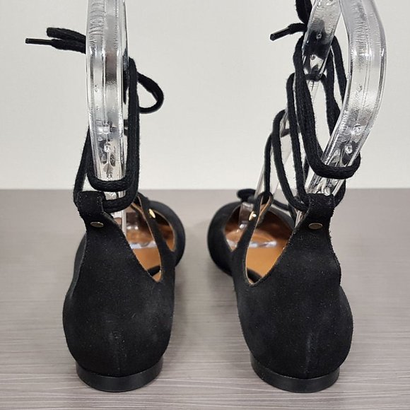 Choe 'Foster' Black Suede Lace-Up Ballet Flat Womens Size 4 / 34 - Picture 4 of 14